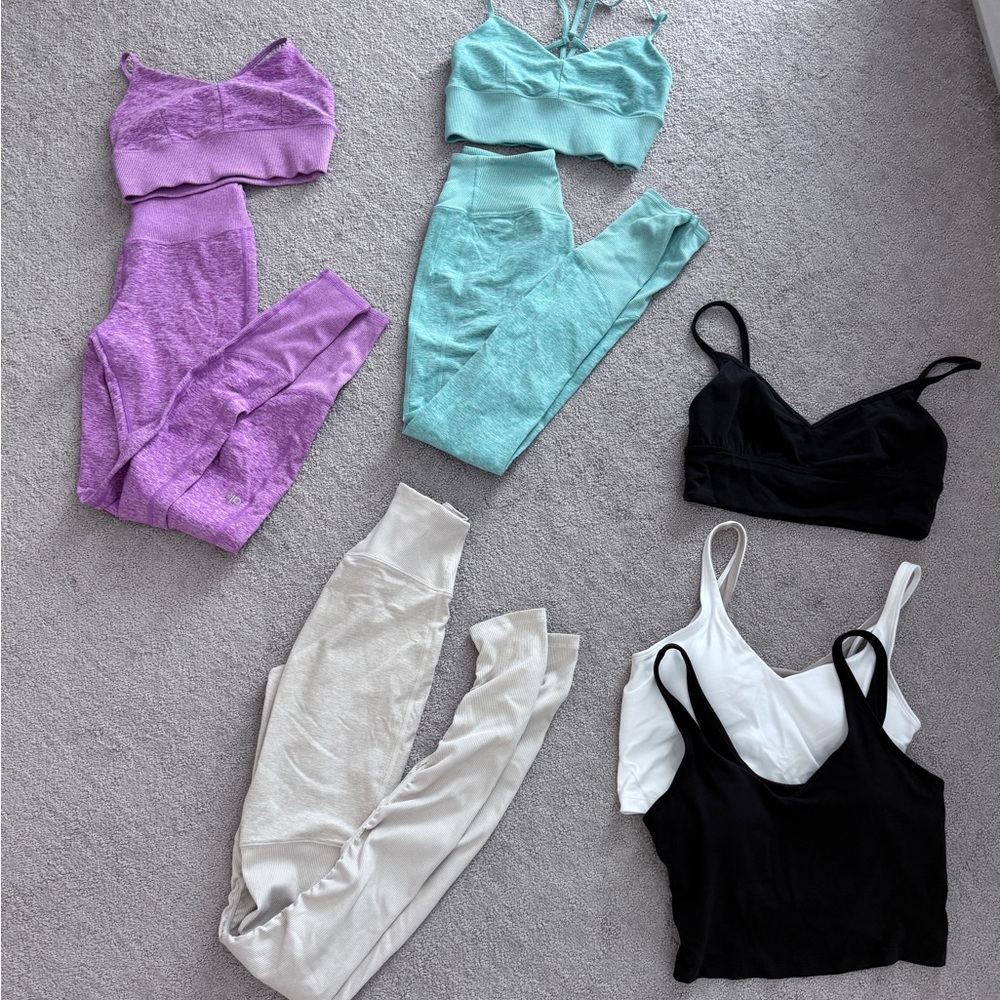 Alo Yoga and Lululemon bundle leggings & bra tops